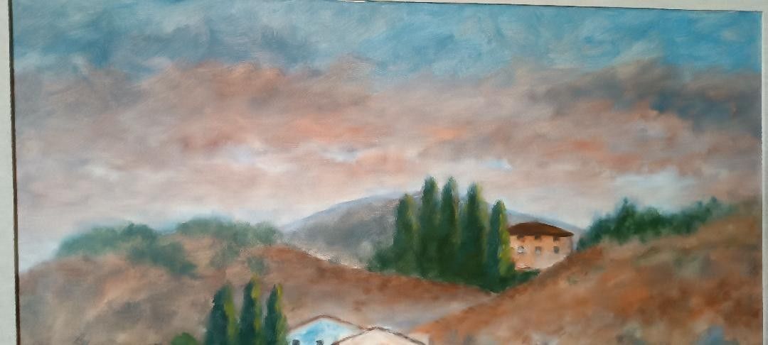 Large Oil On Canvas Marino Scardigli (1921 2005) Tuscan Landscape 124x94 Cm photo buy
