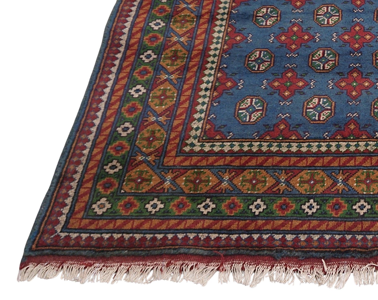 Blue Geometric Tribal Handmade Bokhara Area Rug photo vinterior
