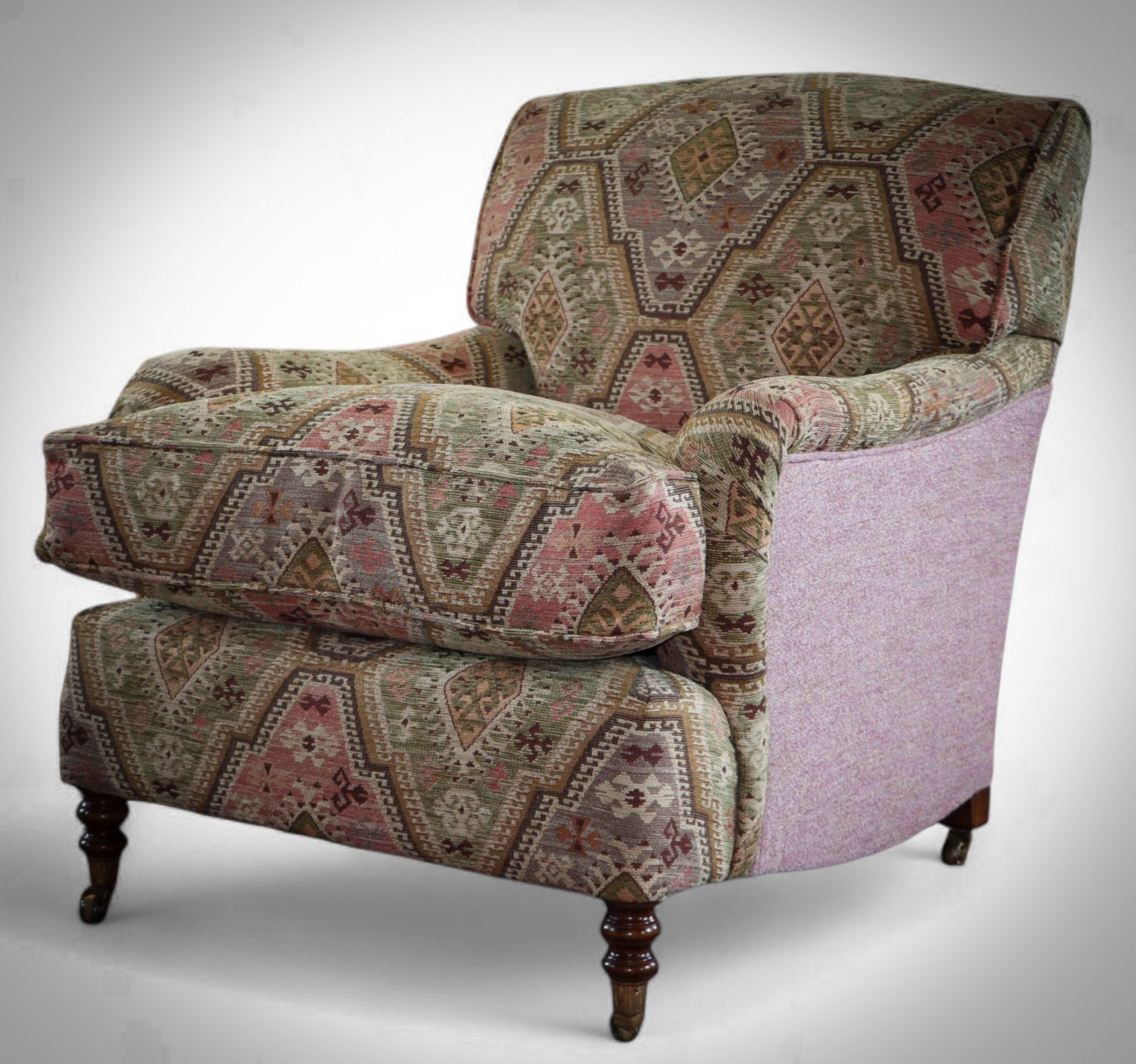 Stunning George Smith Standard Arm Signature Armchair Kilim & Jacquard Olive 🚚