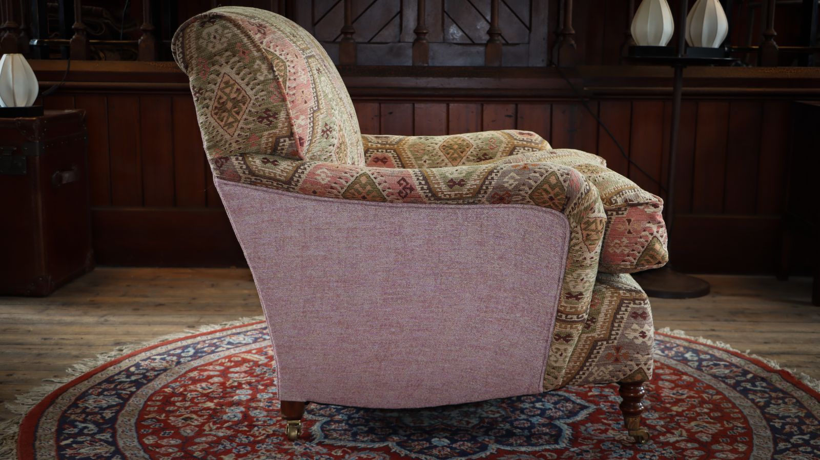 4000.0 Stunning George Smith Standard Arm Signature Armchair Kilim & Jacquard Olive 🚚 photo