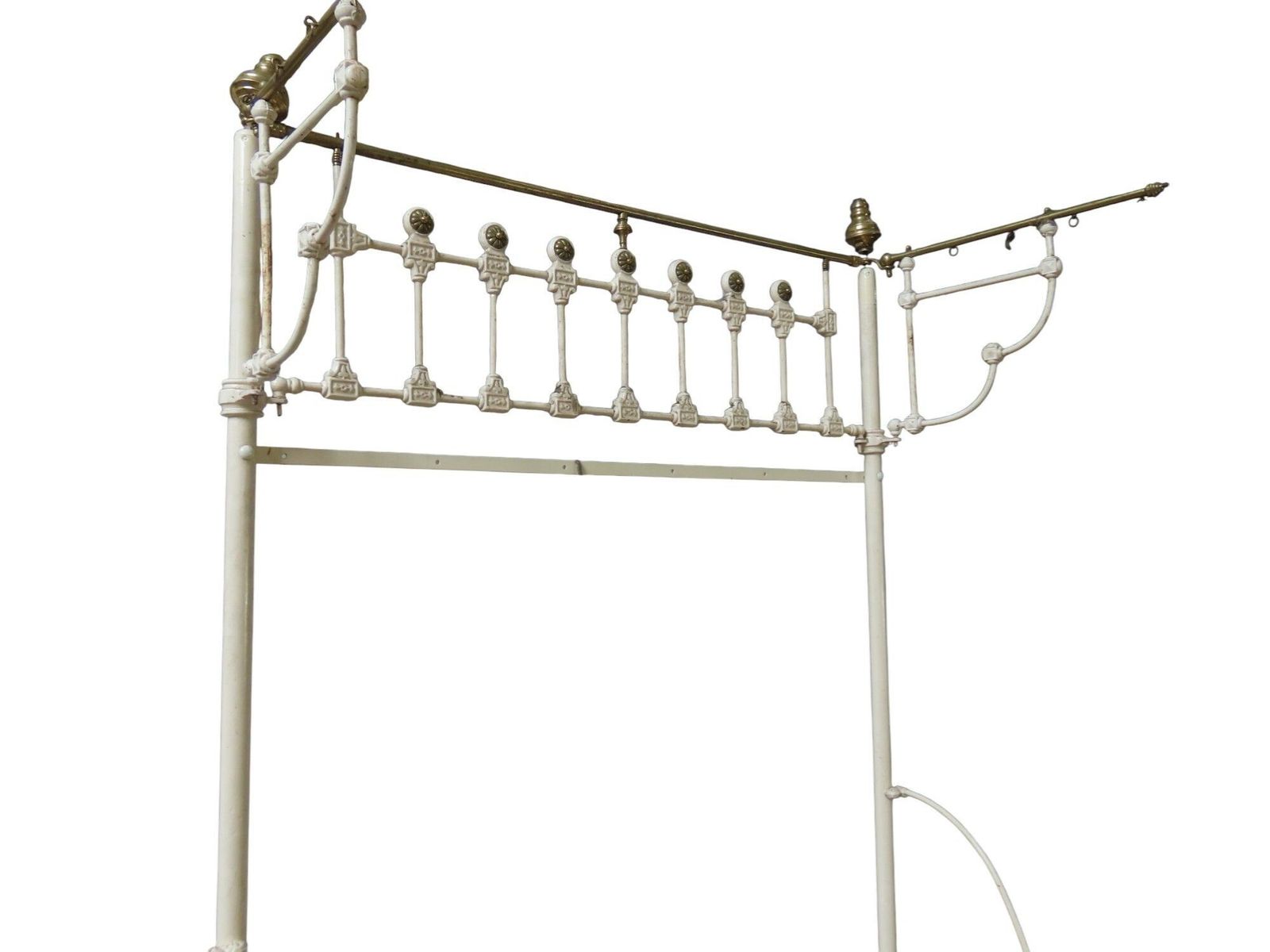 photo furniture Victorian Cast Iron & Brass Half Tester Double Bed