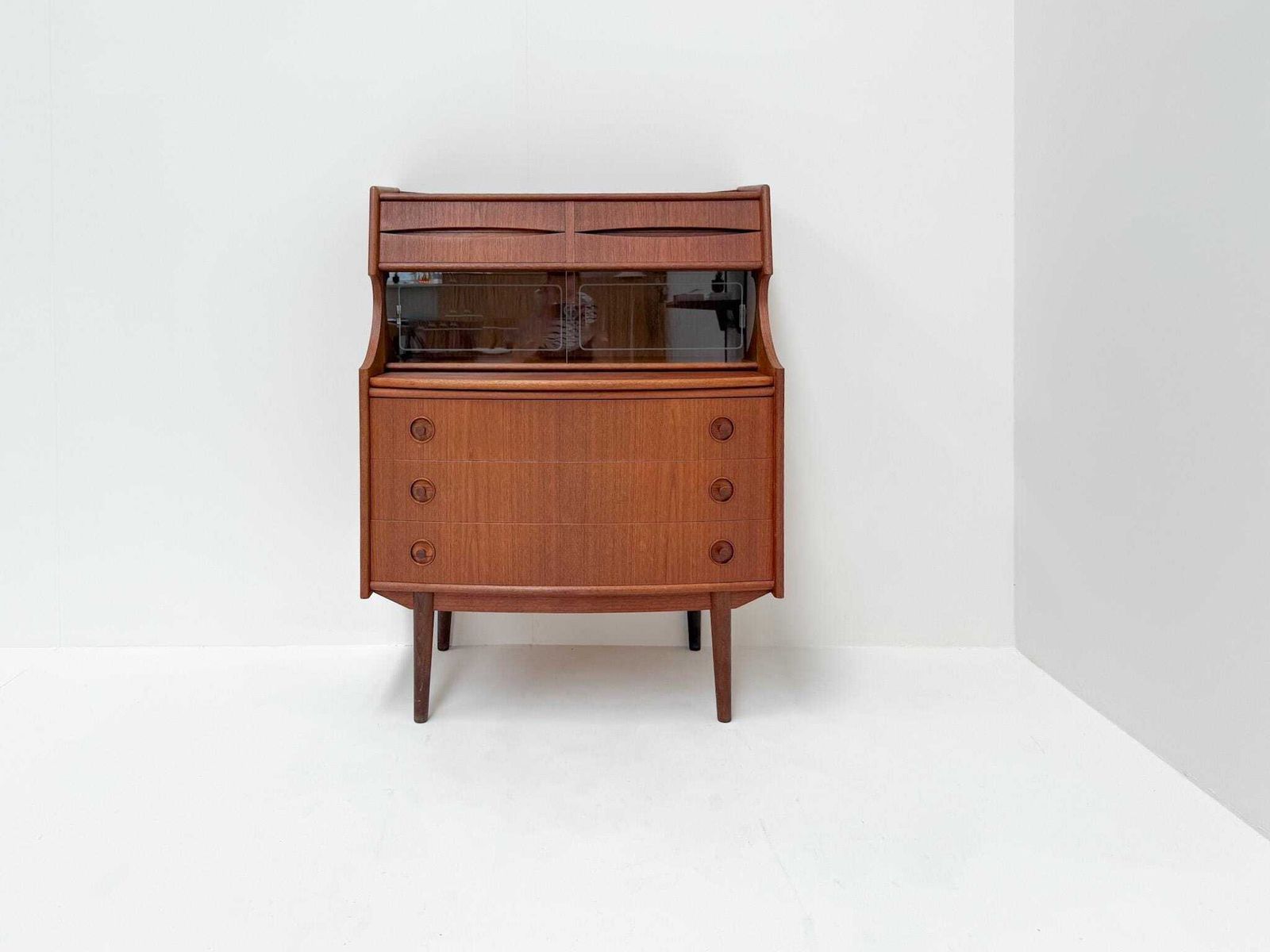 Mid Century Teak Secretary Desk With Drawers | Gunnar Falsig By Falsig Mobler photo furniture
