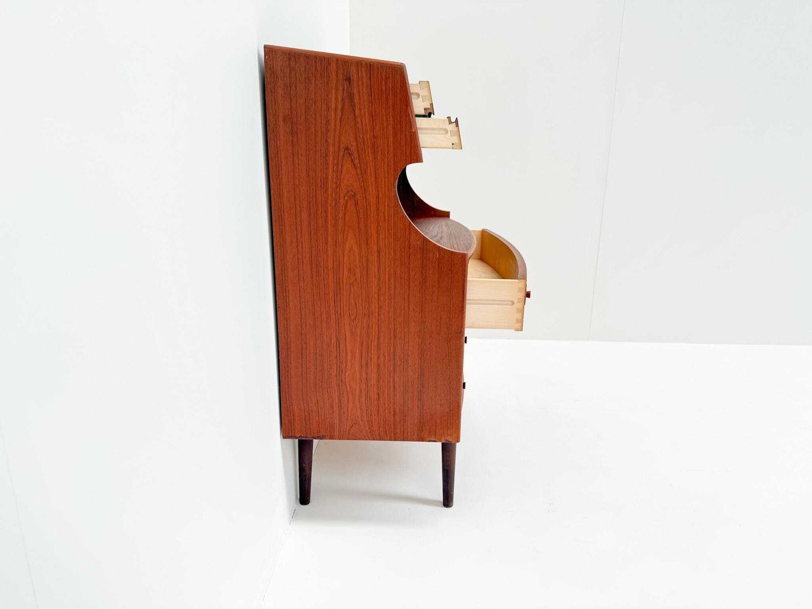 Mid Century Teak Secretary Desk With Drawers | Gunnar Falsig By Falsig Mobler photo vintage
