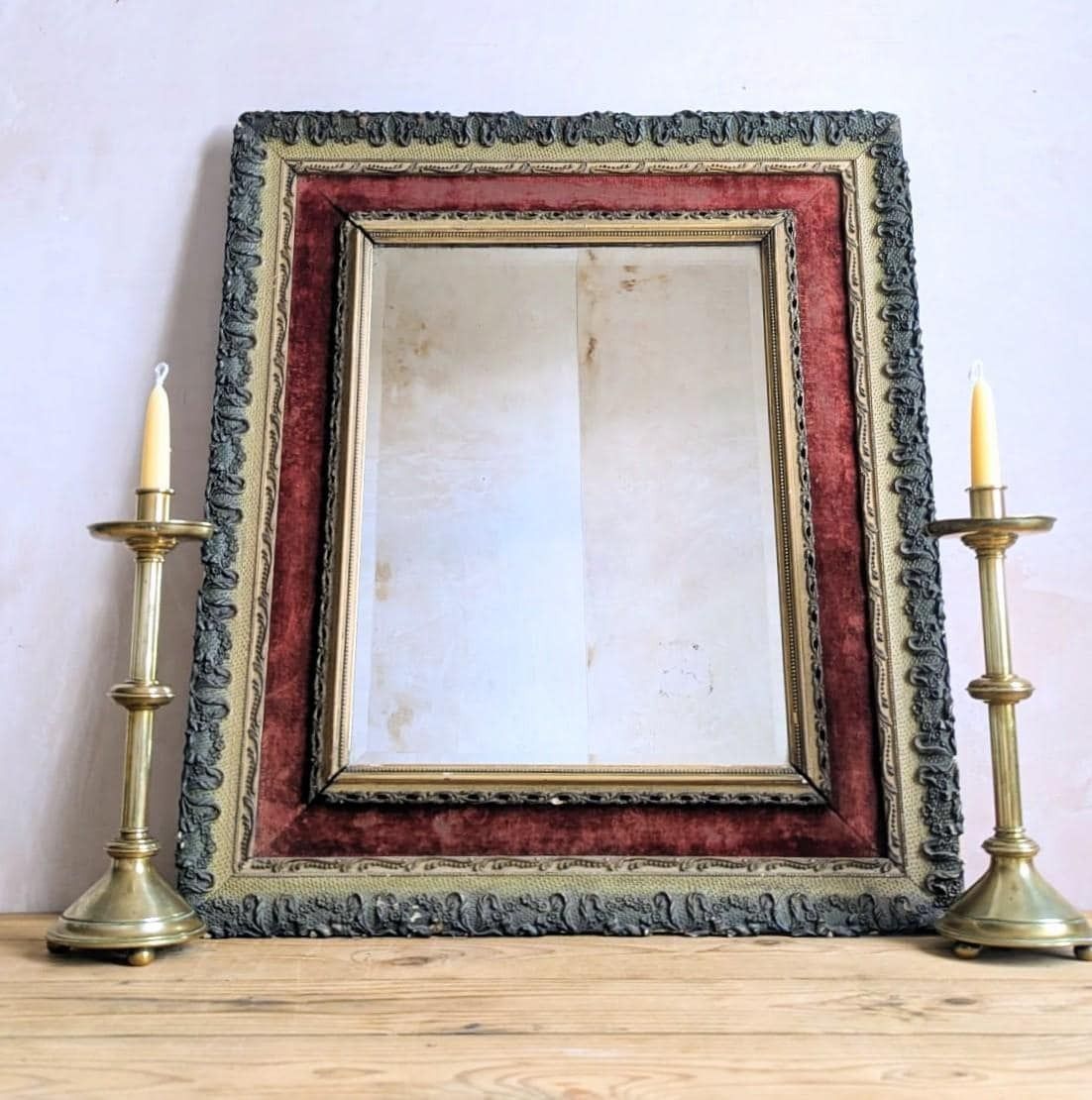 A Very Pretty Victorian Gilt And Red Velvet Framed Wall Mirror C1860 photo furniture