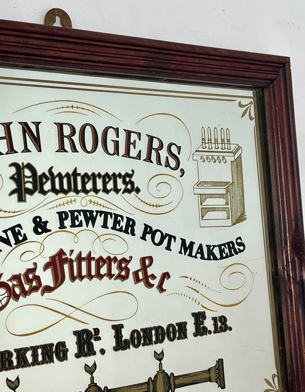 photo for sale Vintage John Rogers, Pewterers Beer Engine & Pewter Pot Makers, Advertising Mirror, Victorian London