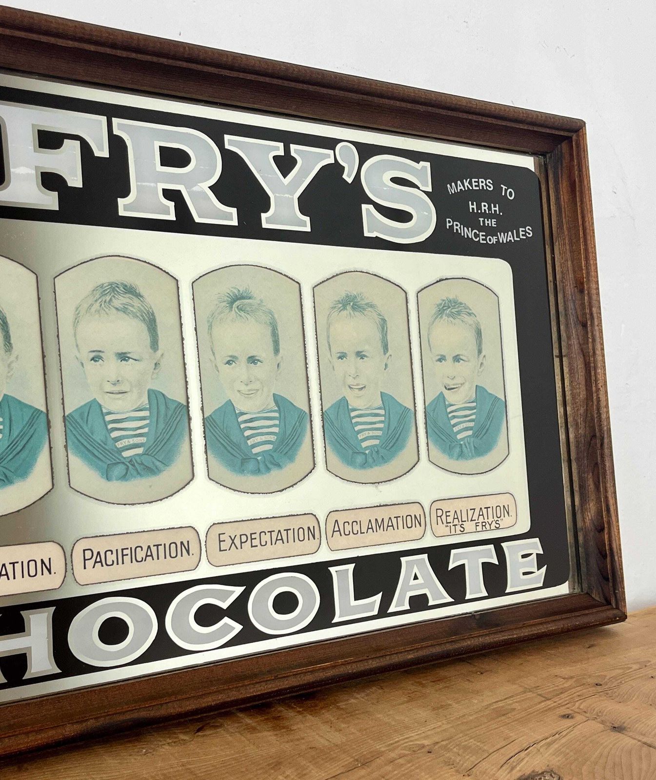 Vintage Fry's Chocolate Mirror: Five Boys Milk Chocolate Advertising photo vintage