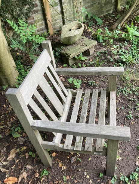 Set Of 4 Teak Garden Chairs, Matching Armchairs photo for sale