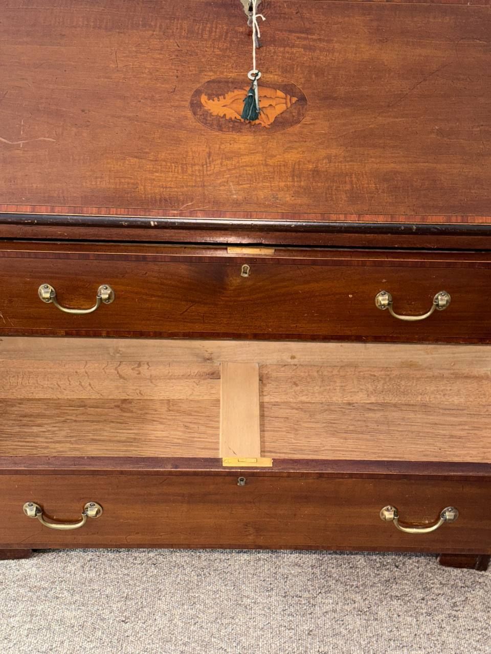 photo vintage Victorian Secretaire Of Mahogany Wood, Inlaid