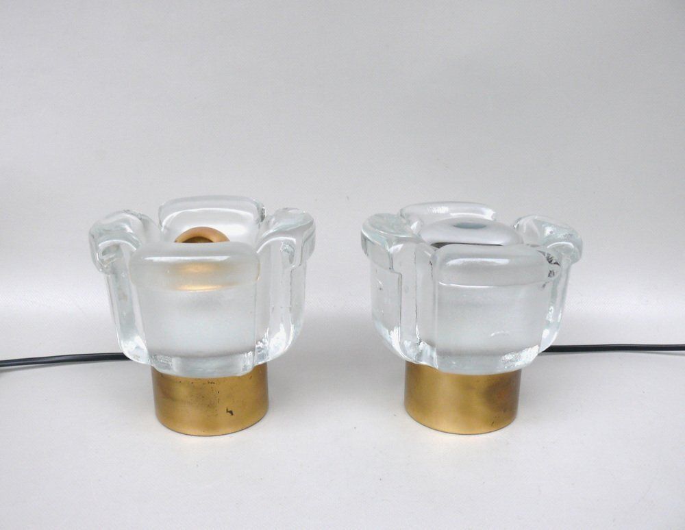 Small Glass Blossom Table Lamps From Limburg, 1970s, Set Of 2 photo furniture