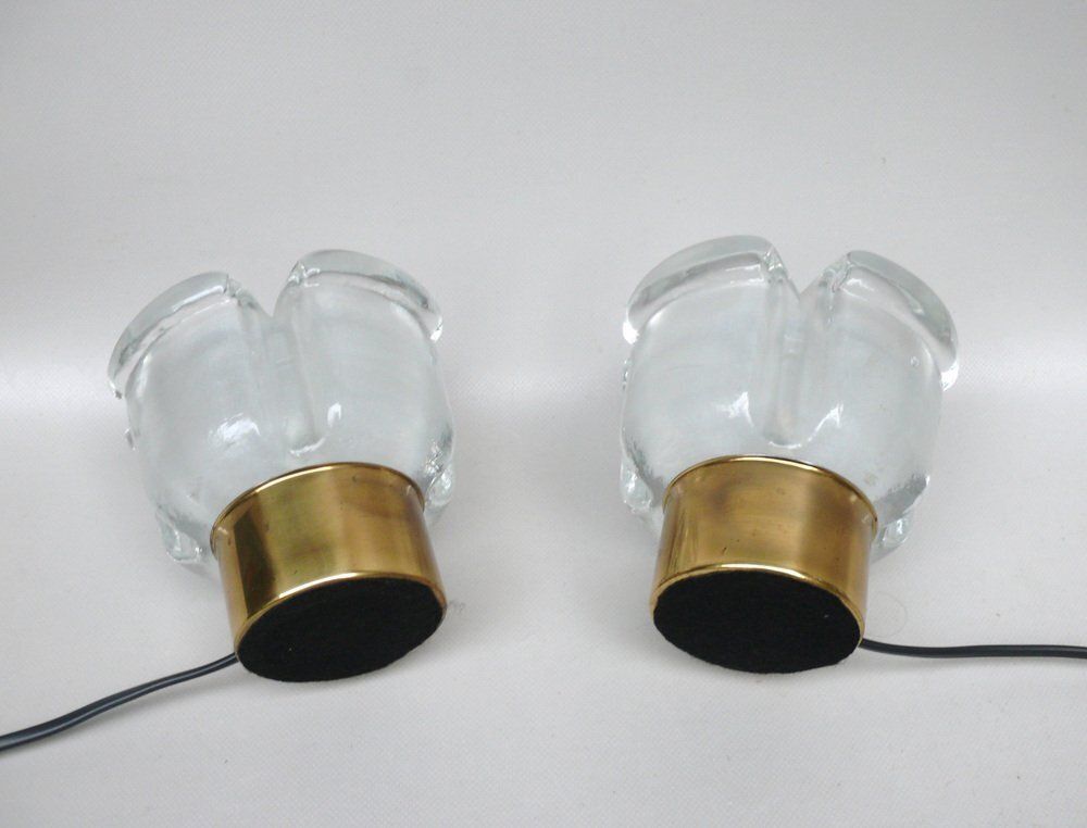 Small Glass Blossom Table Lamps From Limburg, 1970s, Set Of 2 photo buy