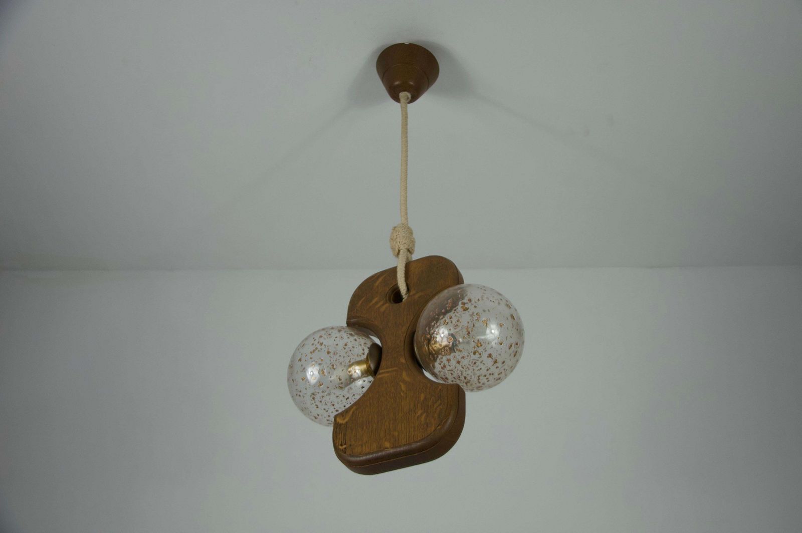 Midcentury Wooden And Glass Hanging Lamp By Temde, Circa 1960 photo buy