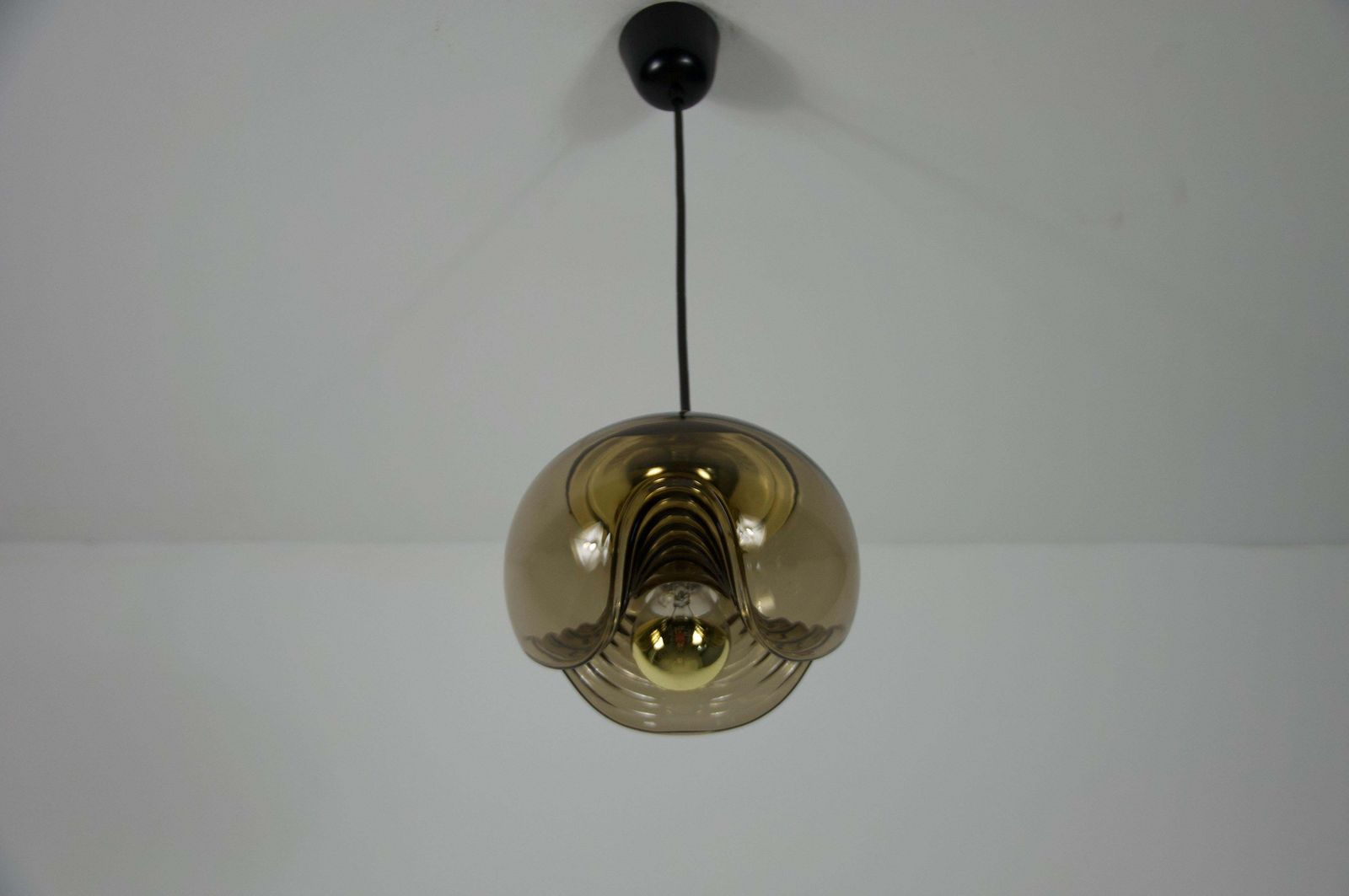 Amber Glass Pendant Lamp By Koch & Lowy For Peill And Putzler, 1960s photo Lighting