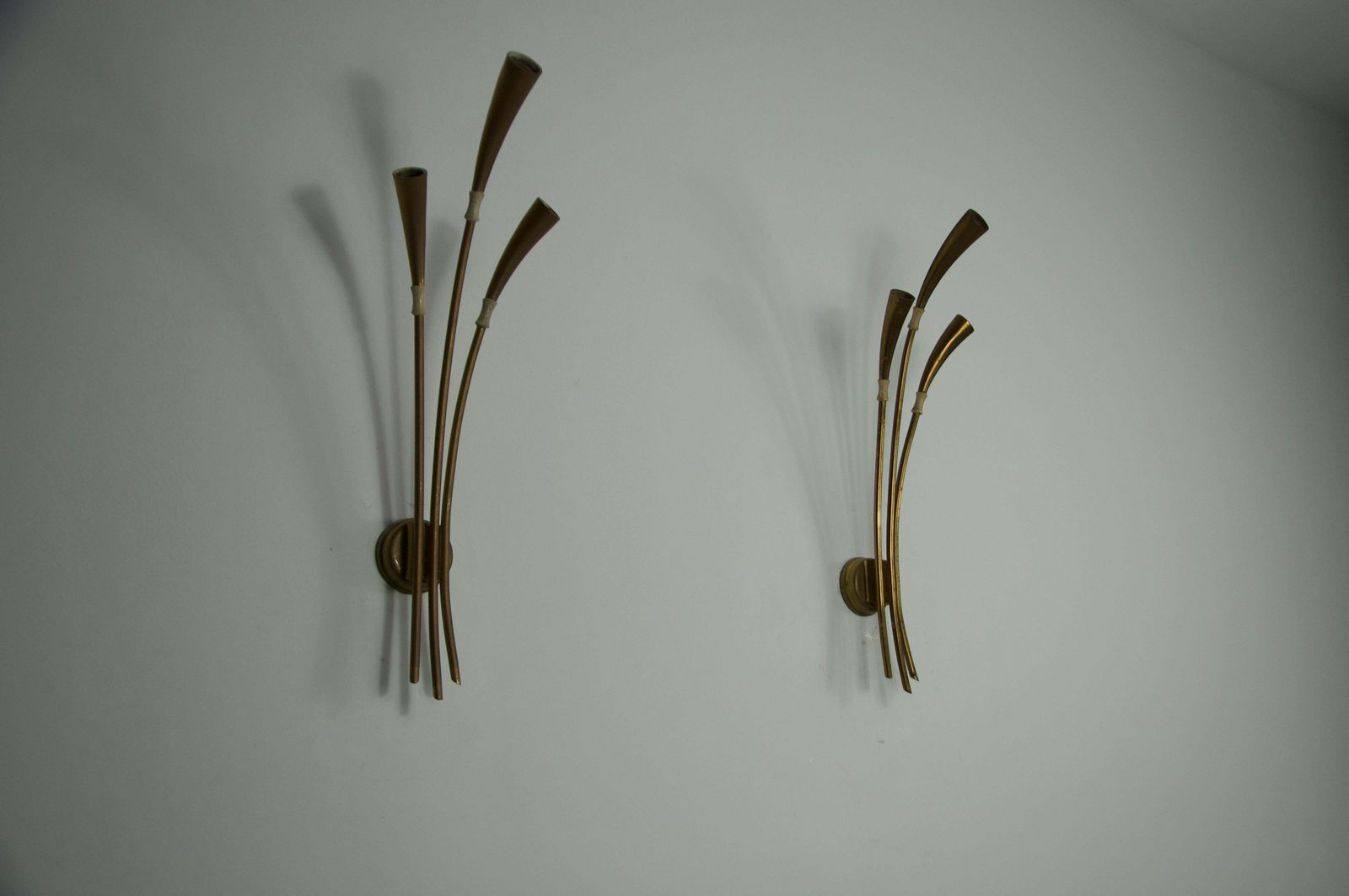 Pair Of Brass Wall Lamps By Oscar Torlasco, Italy, 1960s photo buy