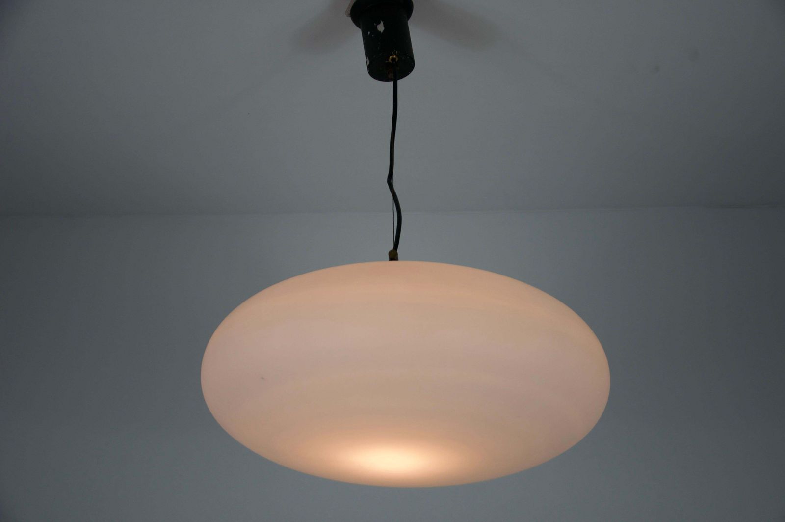 Stilnovo Midcentury Brass And Glass Chandelier, 1950s, Italy photo vinterior
