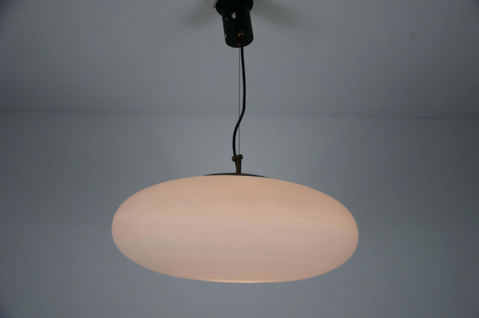 Stilnovo Midcentury Brass And Glass Chandelier, 1950s, Italy photo buy