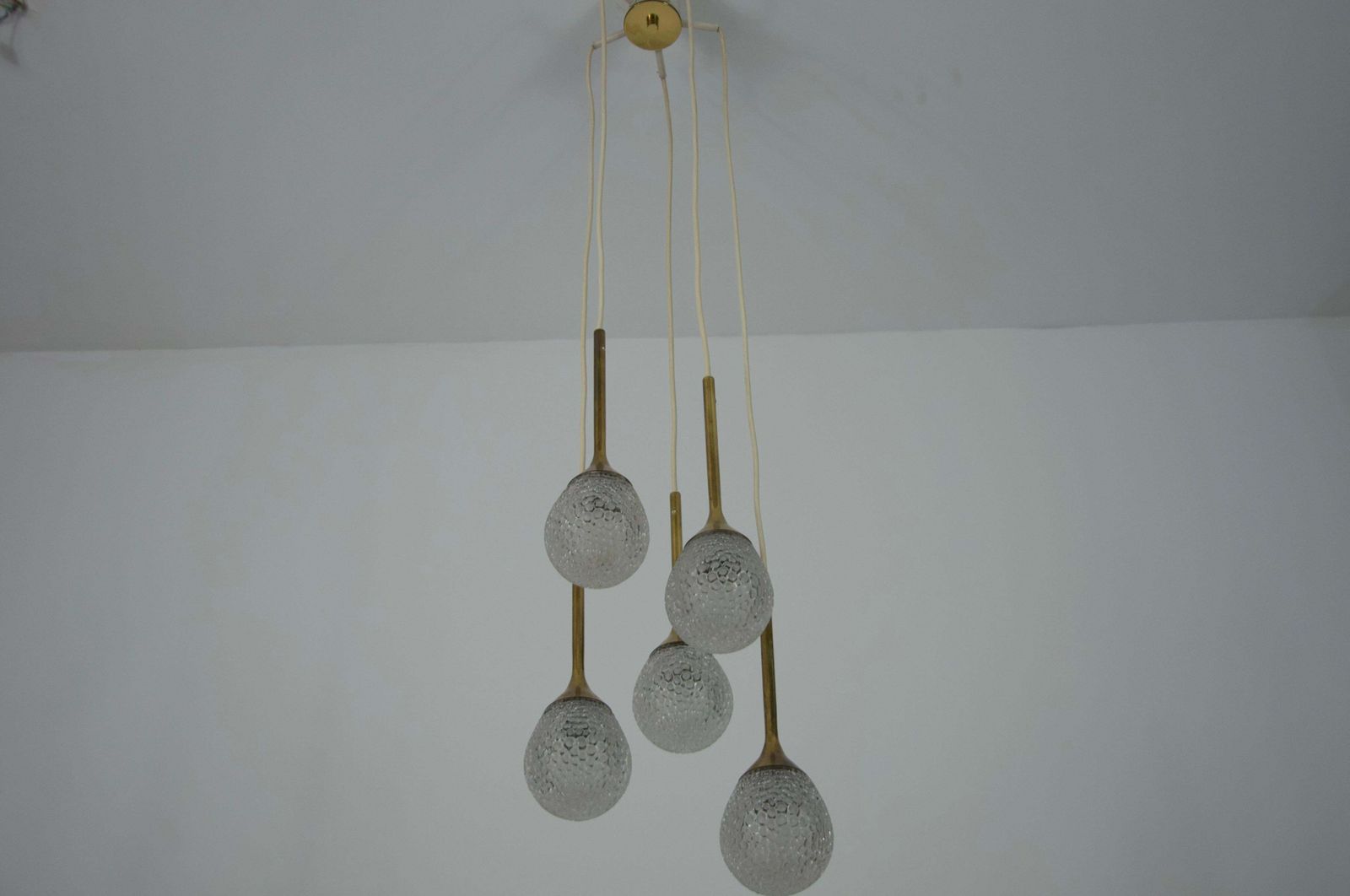 1252.0 Mid Century Brass And Glass Cascade Pendant Lamp, Germany, 1960s photo