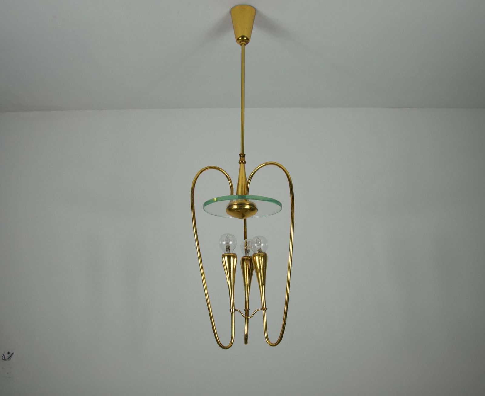 Gilded Brass Chandelier Attr. To Pietro Chiesa For Fontana Arte, 1950s, Italy photo Lighting
