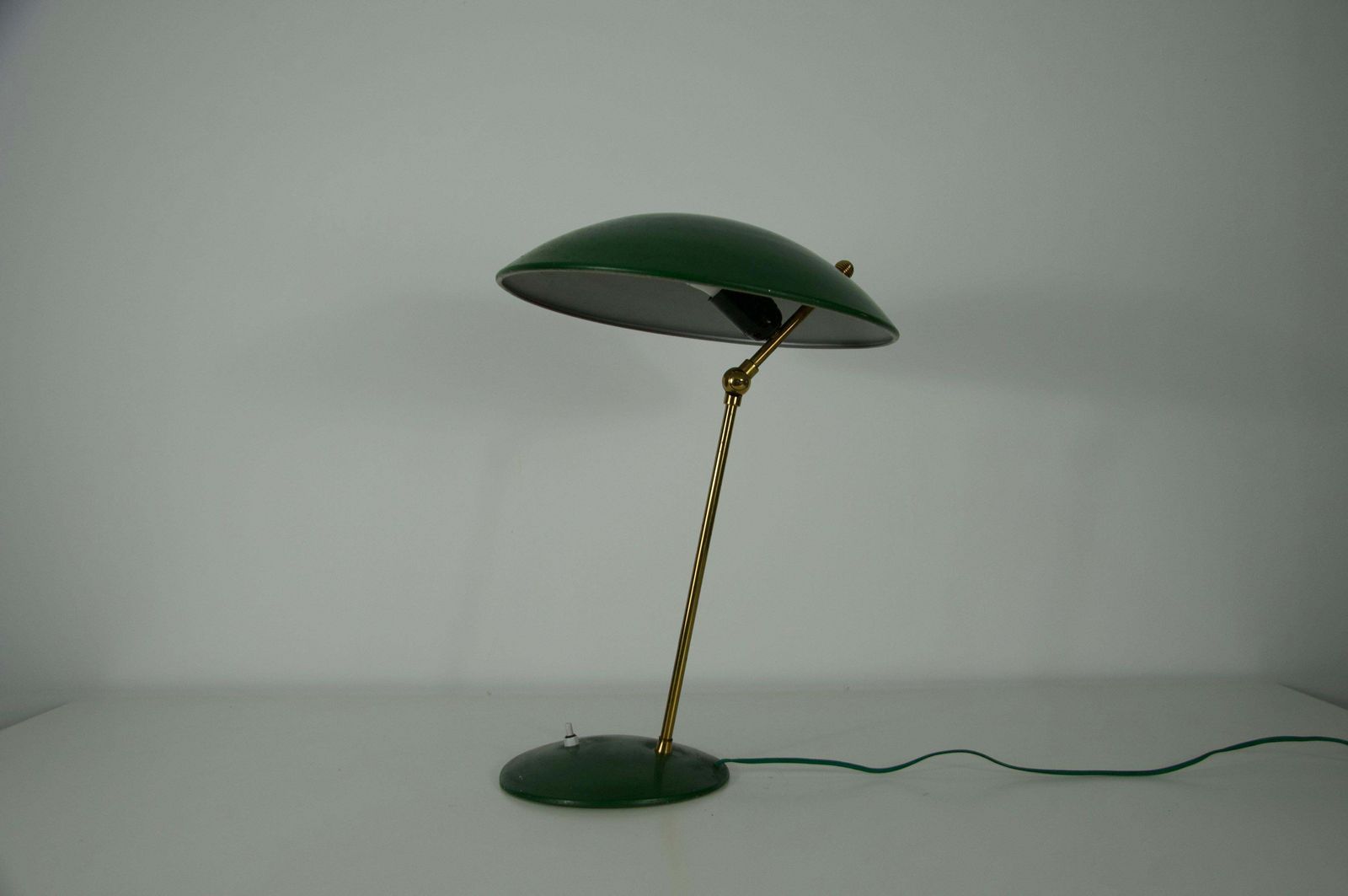 Mid Century Green Italian Brass And Metal Table Lamp, 1960s photo Lighting