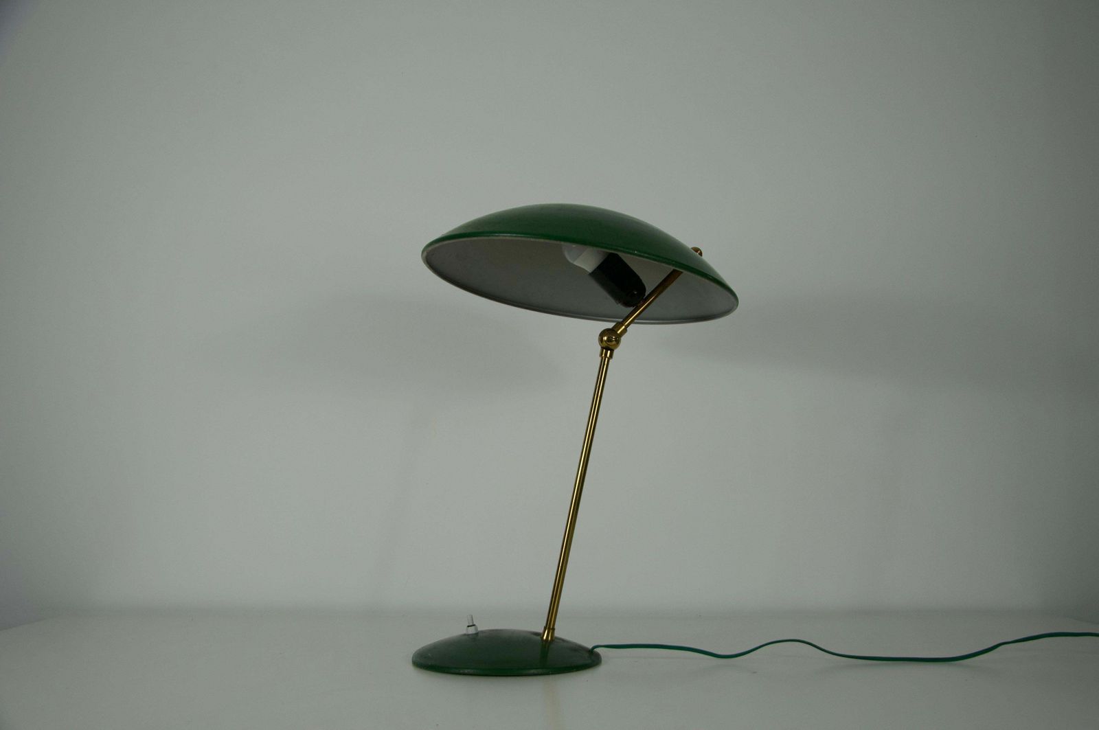 Mid Century Green Italian Brass And Metal Table Lamp, 1960s photo 918.0