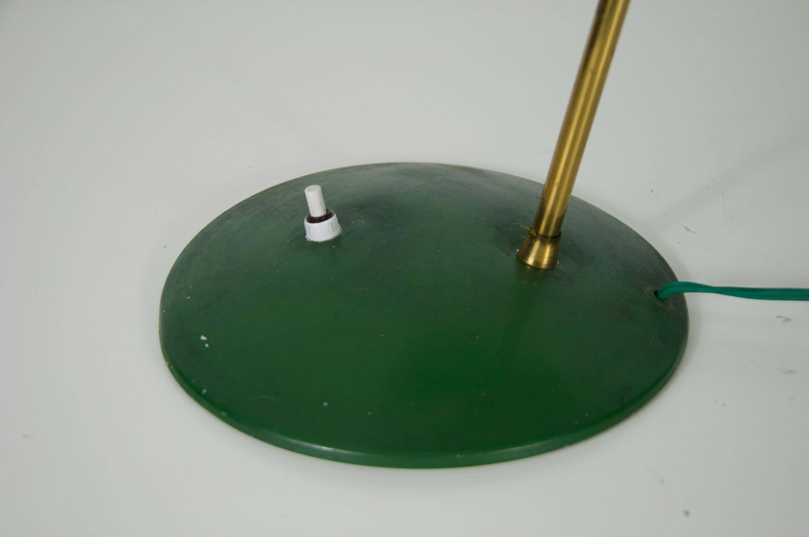 photo for sale Mid Century Green Italian Brass And Metal Table Lamp, 1960s