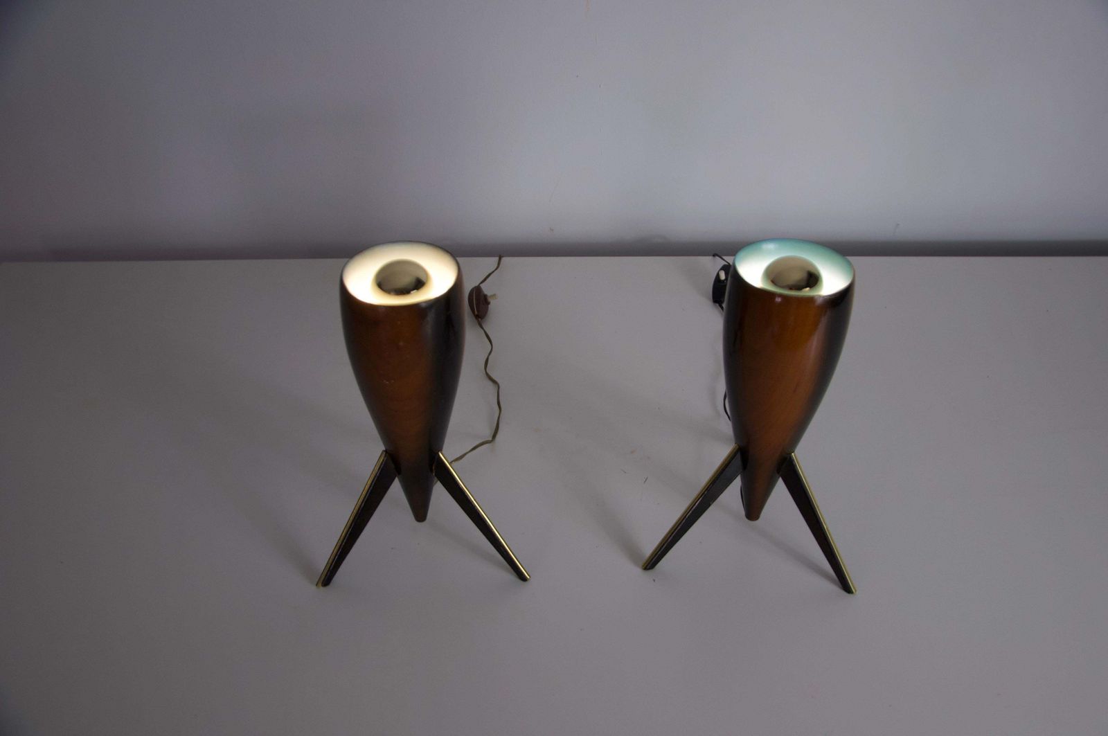 Pair Of Wooden Table Lamps, 1970s, Italy photo buy
