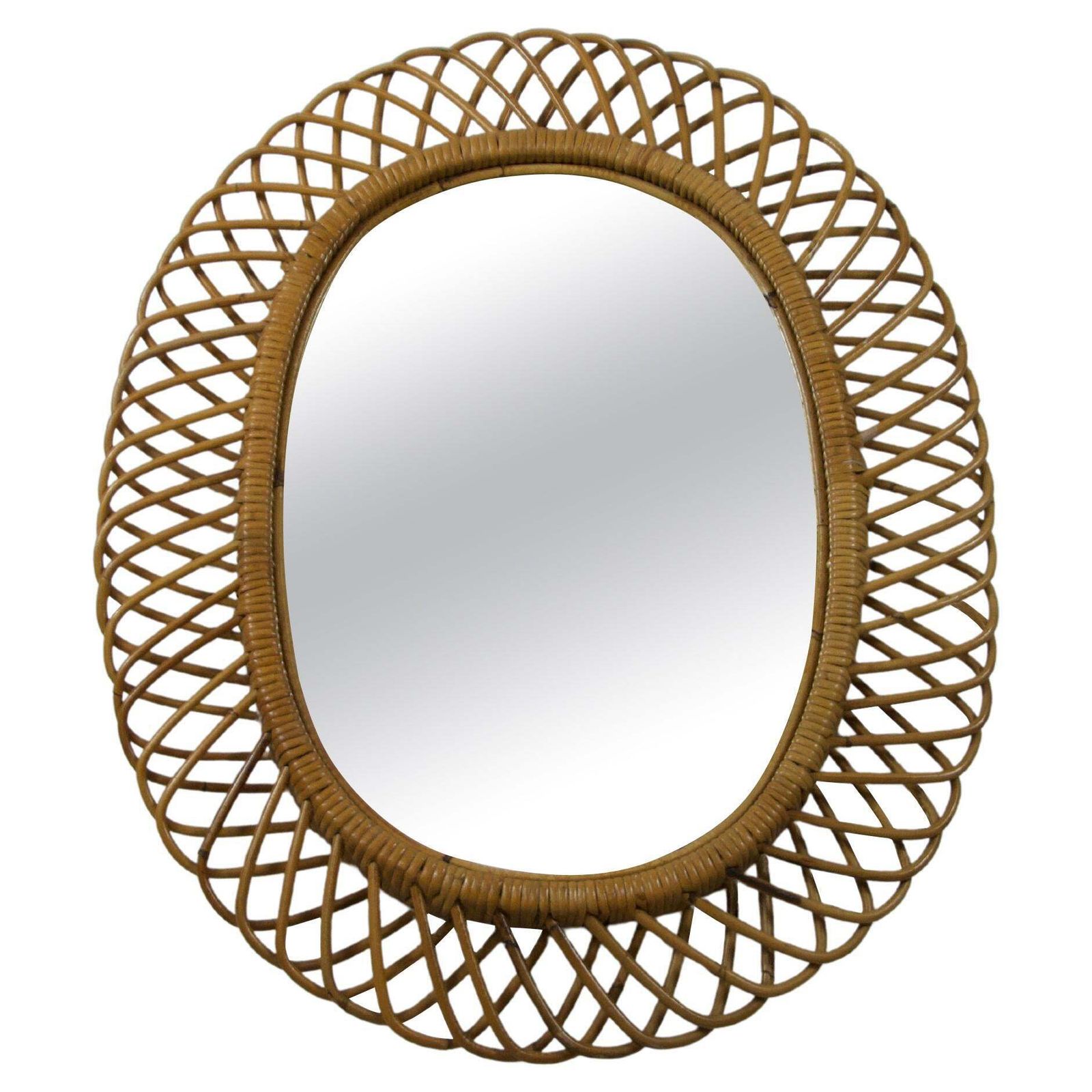 Midcentury Italian Bamboo Mirror, Italy, 1960s