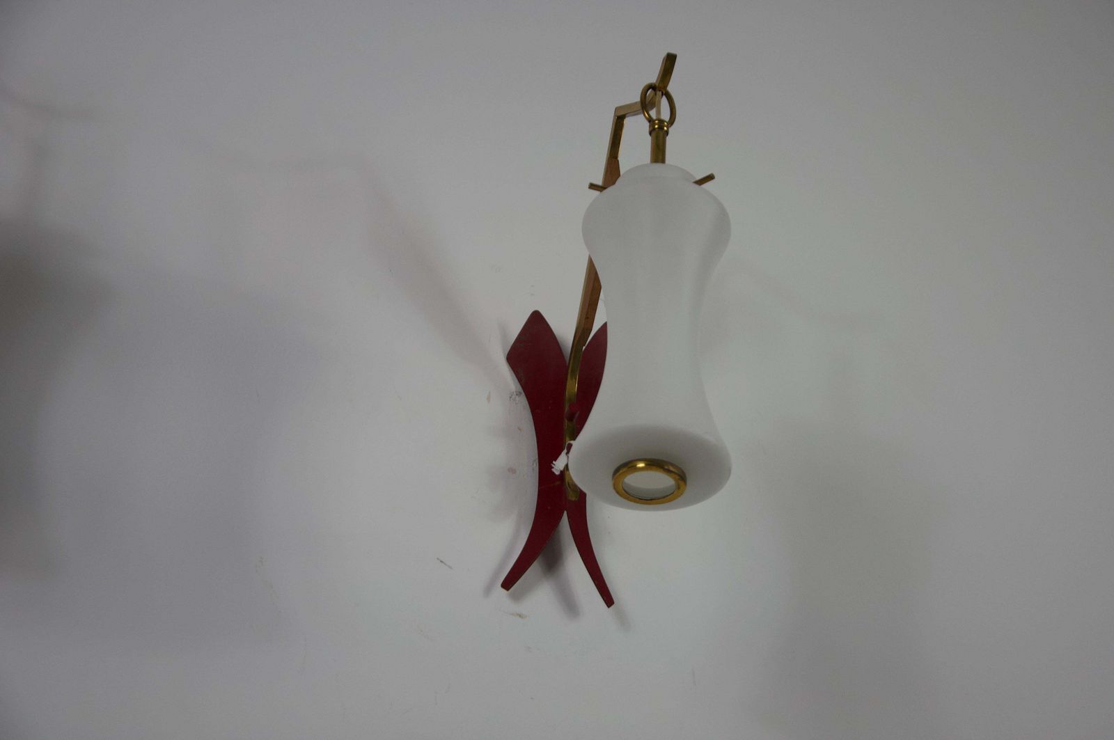 photo vinterior Pair Of Brass And Opaline Wall Lamps By Stilnovo, Italy, 1960s