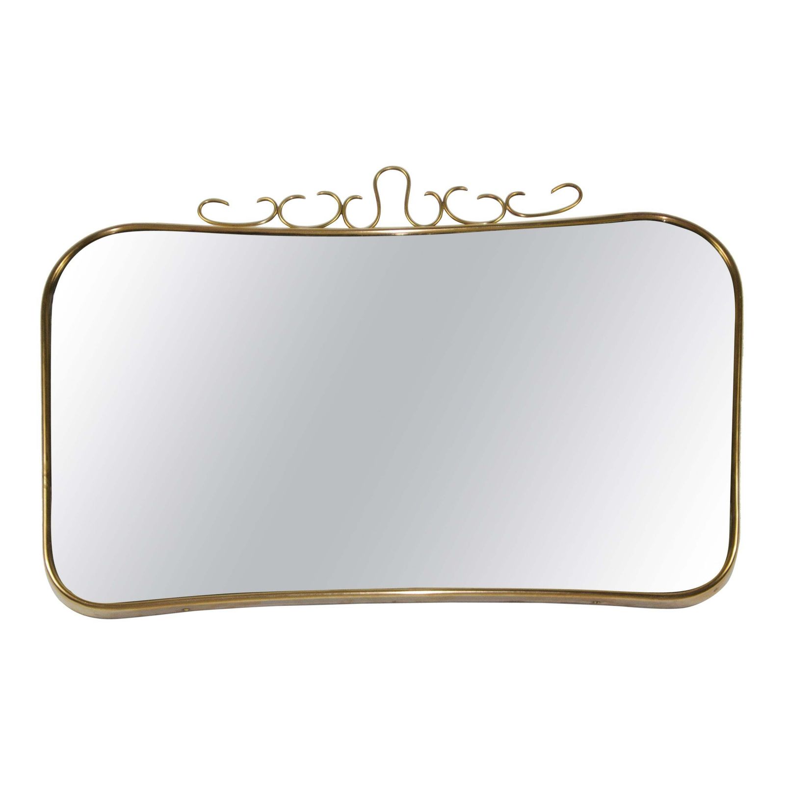 Italian Brass Framed Wall Mirror Attr. To Gio Ponti, 1960s, Italy