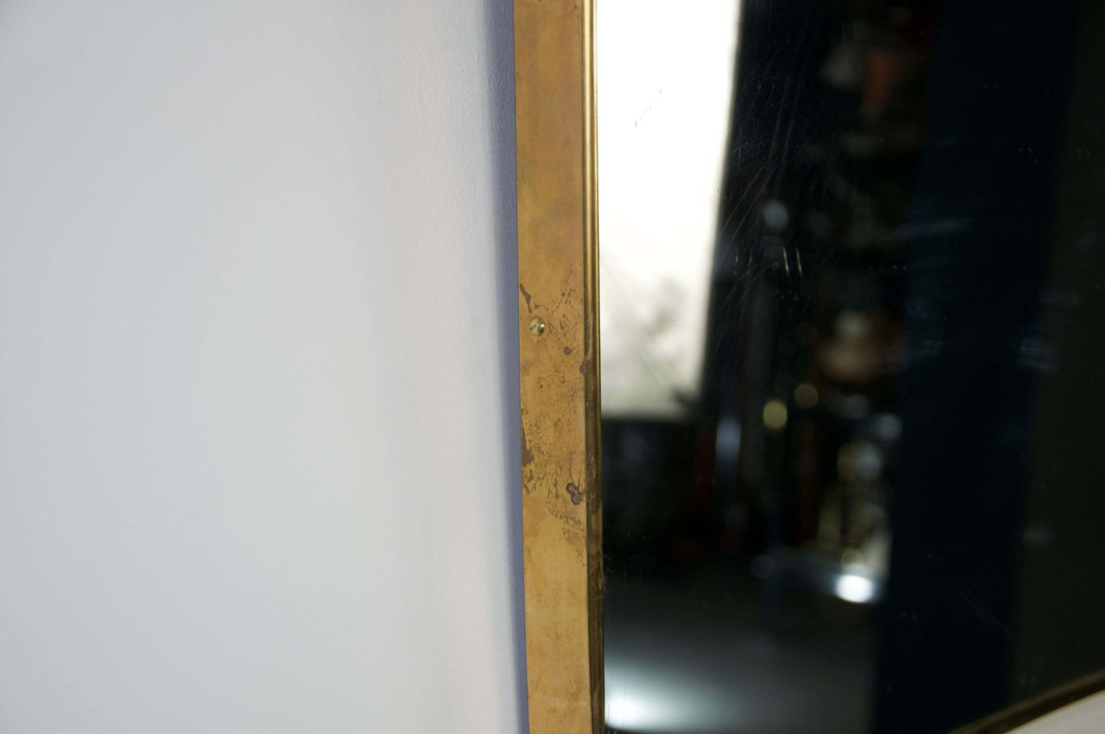 Italian Brass Framed Wall Mirror Attr. To Gio Ponti, 1960s, Italy photo vintage