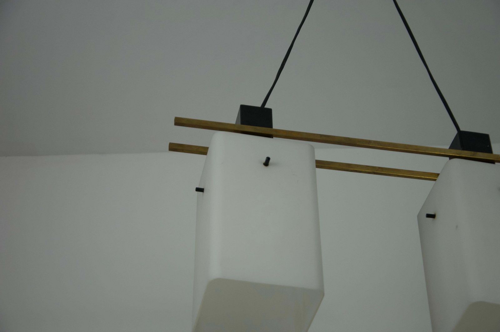 Mid Century Brass And Opal Glass Ceiling Lamp By Stilnovo, Italy, 1960s photo buy