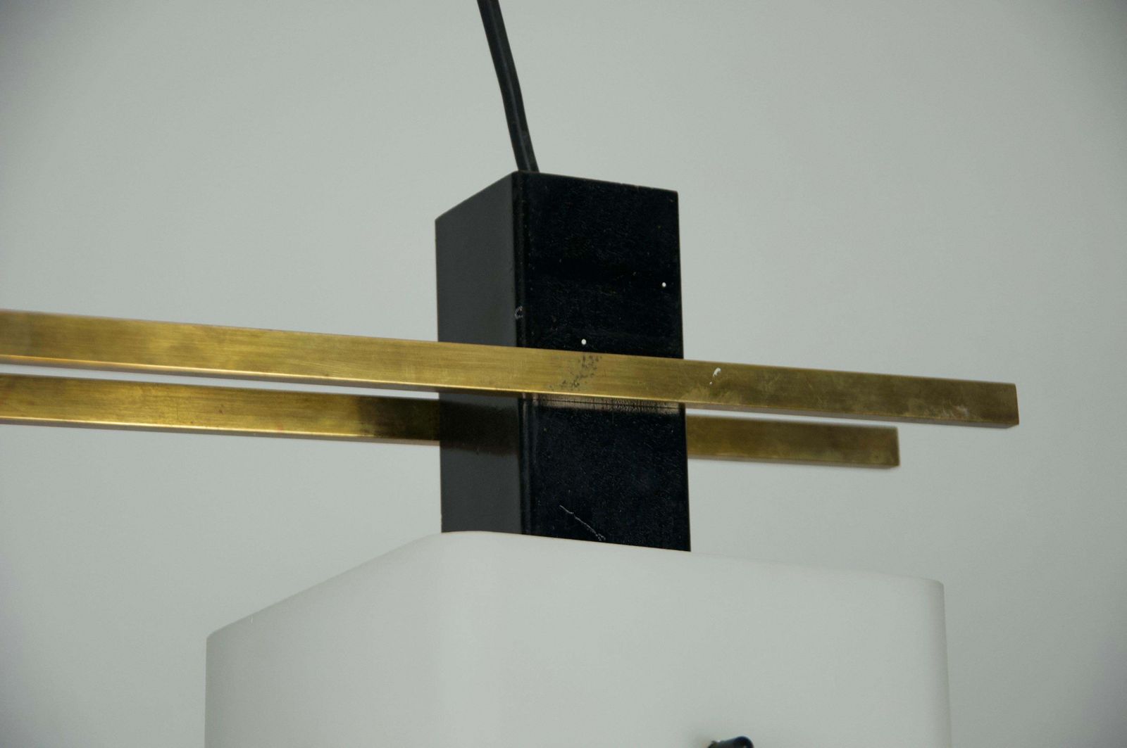 photo furniture Mid Century Brass And Opal Glass Ceiling Lamp By Stilnovo, Italy, 1960s