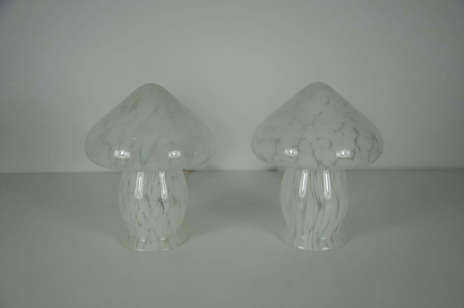 Pair Of Glass Mushroom Table Lamps By Limburg, Germany, 1970s photo for sale