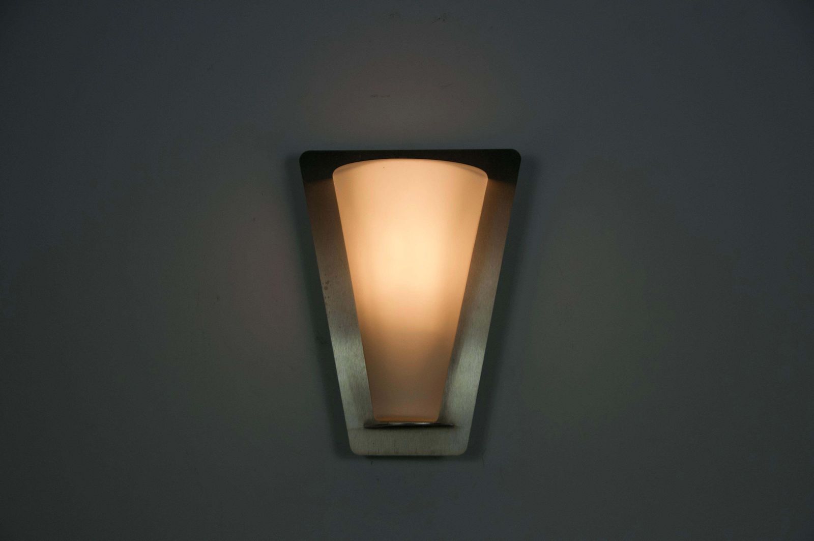 Metal And Opaline Glass Wall Lamp By Glashütte Limburg, 1960s photo for sale