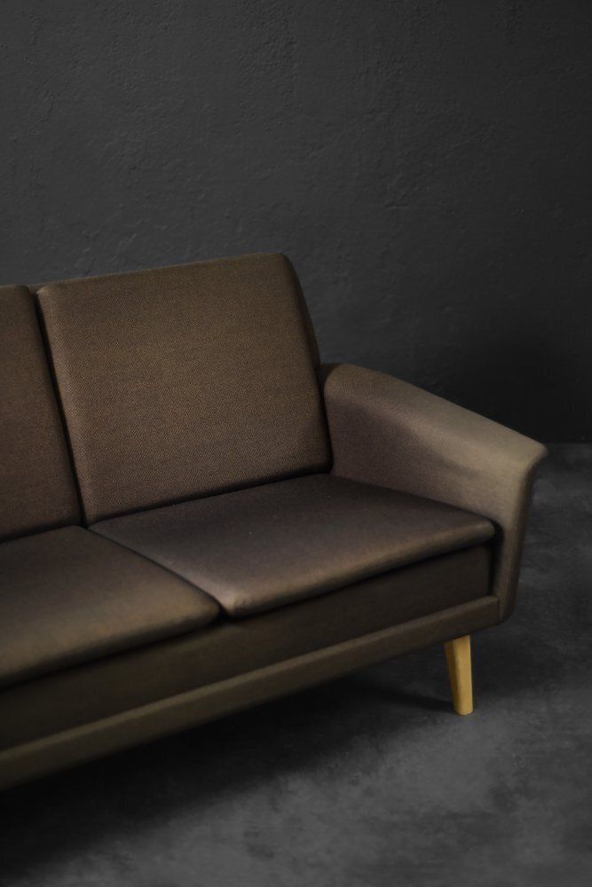 Mid Century Danish Modern Brown 3 Seater Sofa By Folke Ohlsson For Fritz Hansen, 1960s photo 6132.0