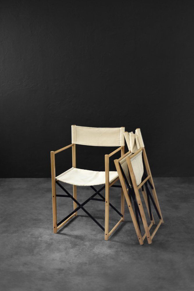 Mid Century Scandinavian Modern Beech & Canvas Safari Directors Chairs, 1960s, Set Of 2 photo furniture