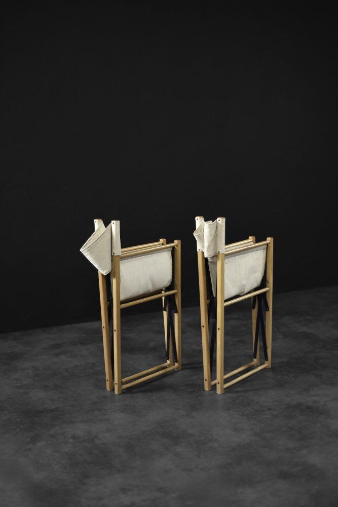 Mid Century Scandinavian Modern Beech & Canvas Safari Directors Chairs, 1960s, Set Of 2 photo buy