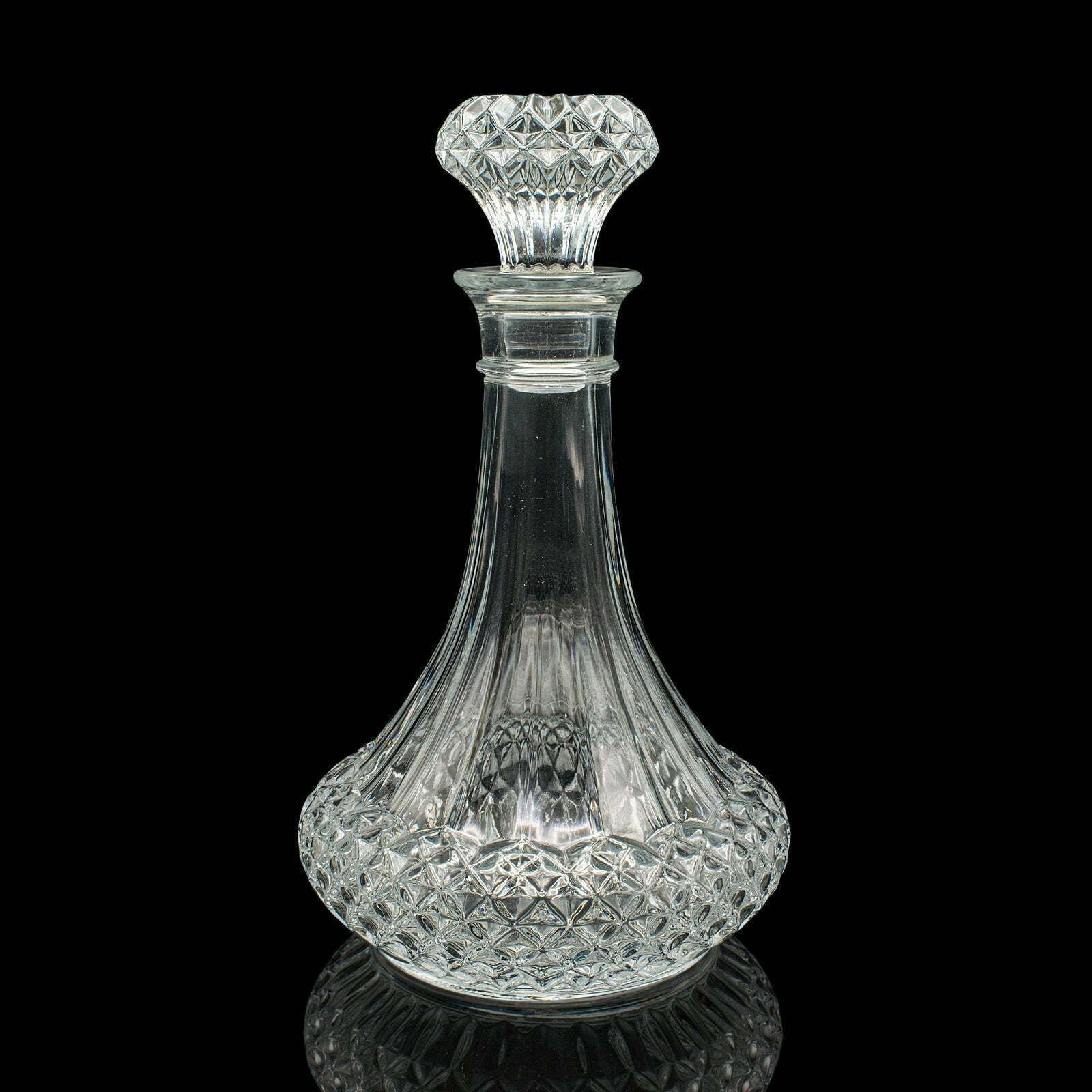 Vintage Crystal Wine Decanter, English, Cut Glass, Spirit Vessel, Mid Century photo for sale