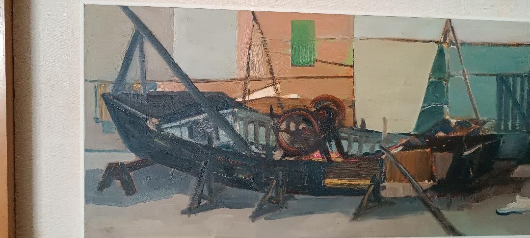 Marine Painting Oil On Board Signed 1950s\60s photo vinterior