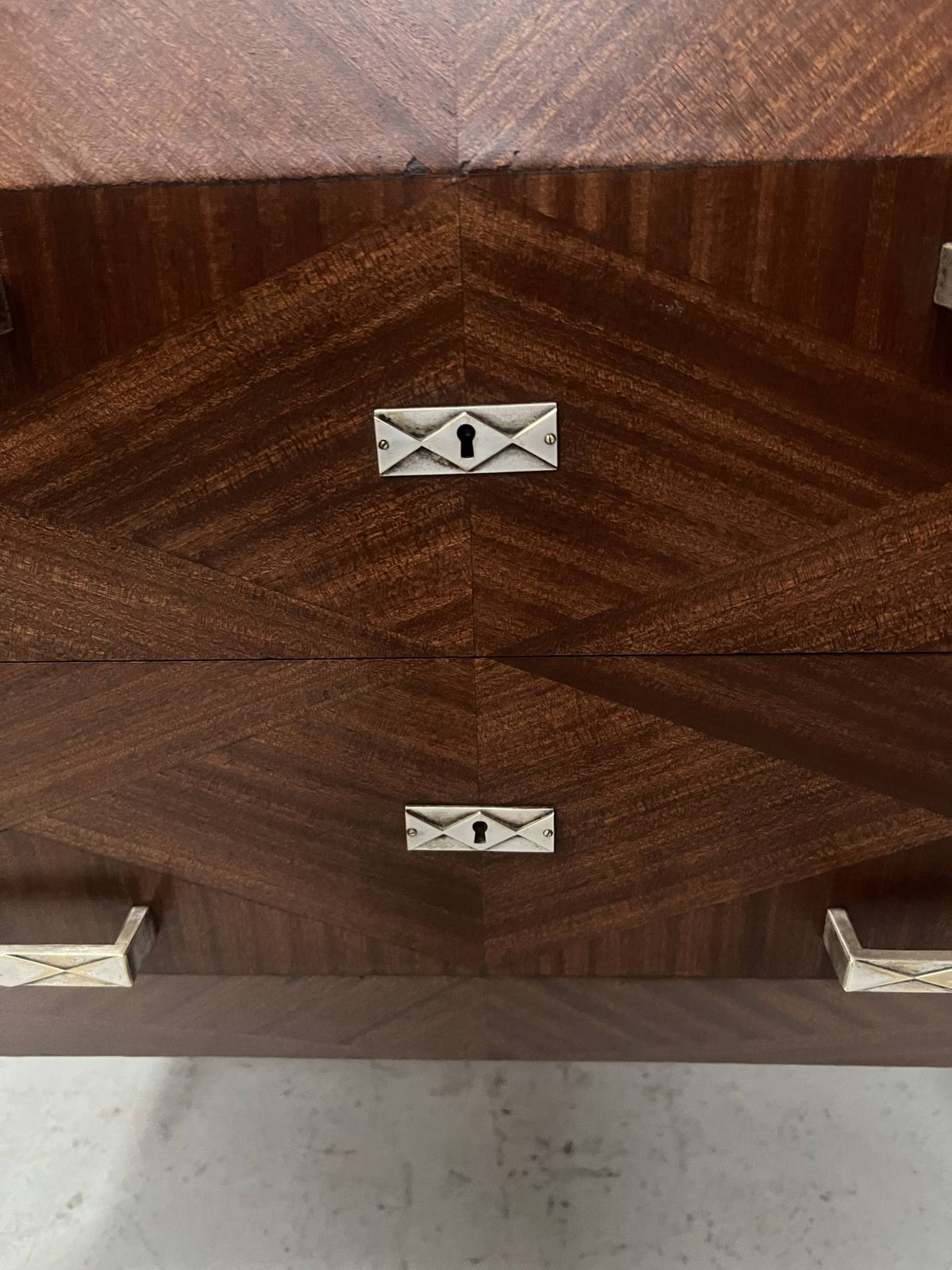 photo furniture Art Deco Chest Of Drawers With Cut Sides In Mahogany Veneer, 20th Century