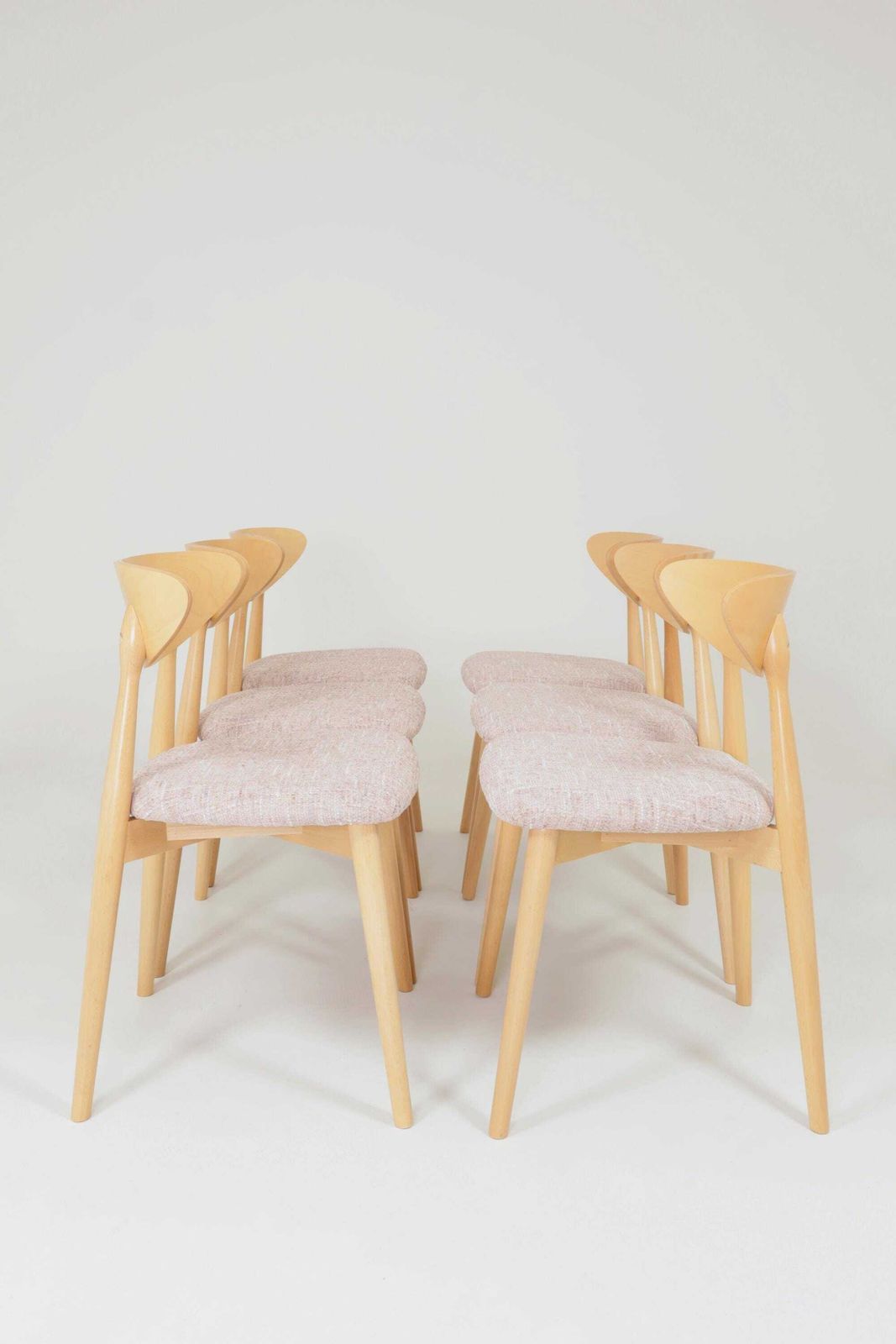 Light Pink Set Of 6 Scandinavian Design Dining Chairs Natural Wood photo buy