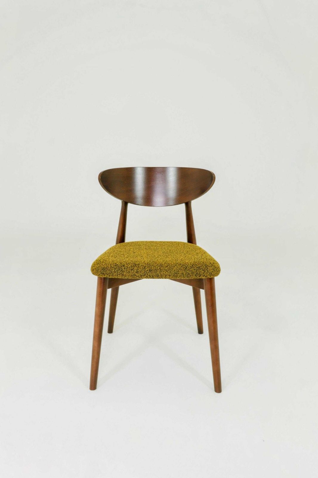 Set Of 6 Modern Beech Wood Dining Chair, Yellow Bouclè, Dark Color Wood photo Furniture