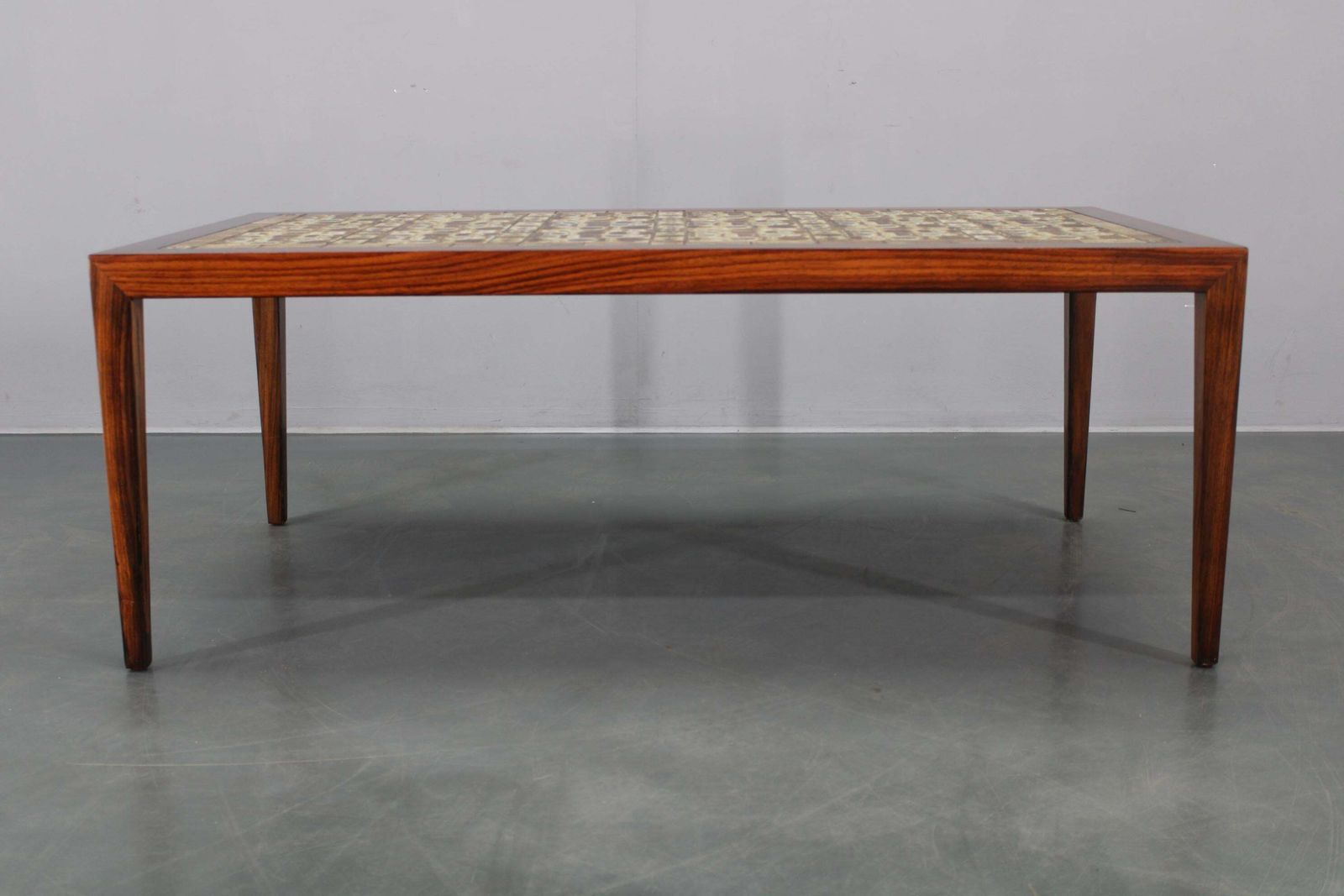 Mid Century Danish Haslev Mobelsnedkeri Coffee Table With Royal Copenhagen Ceram photo for sale
