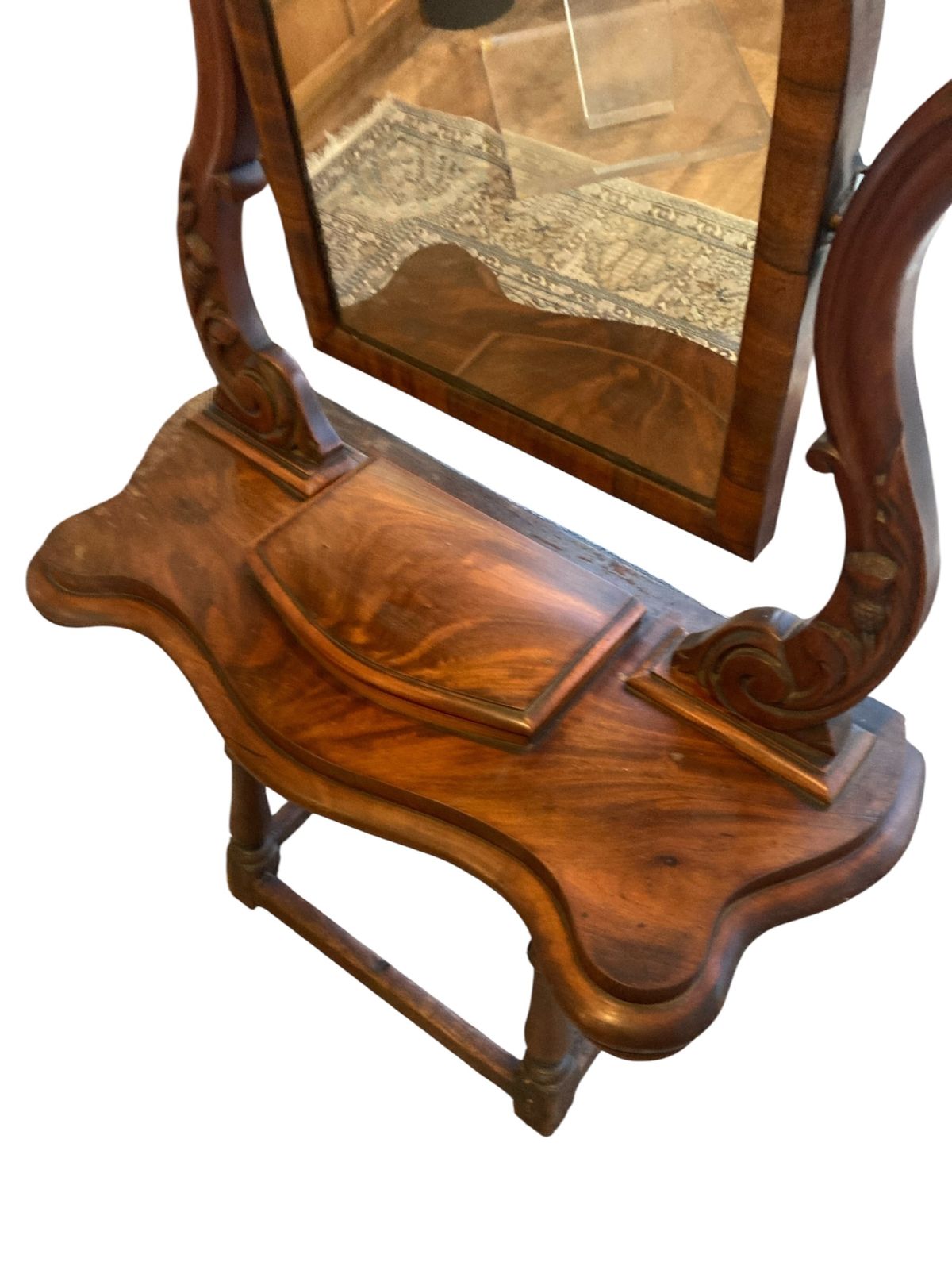 Victorian Mahogany Dressing Swing Mirror Carved Scottish Thistle Carving Late 19 Century photo 180.0