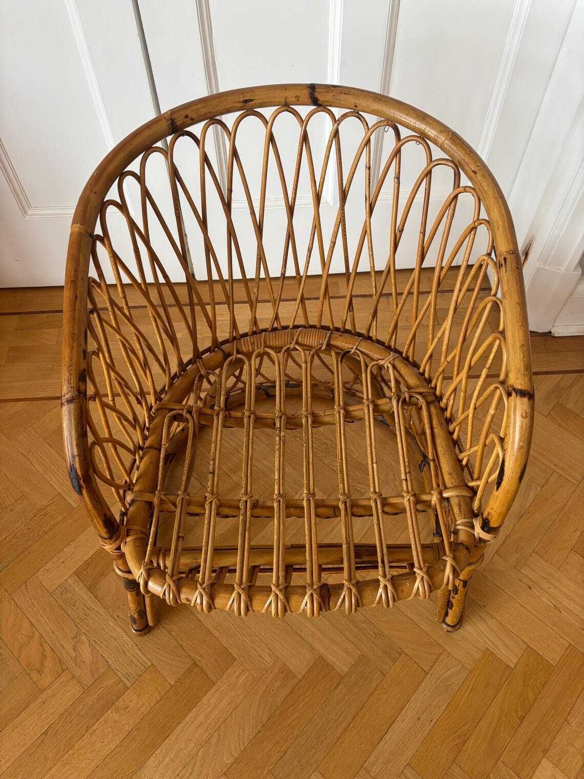 Mid 20th Century Bamboo Rattan Lounge Patio Chair photo Furniture