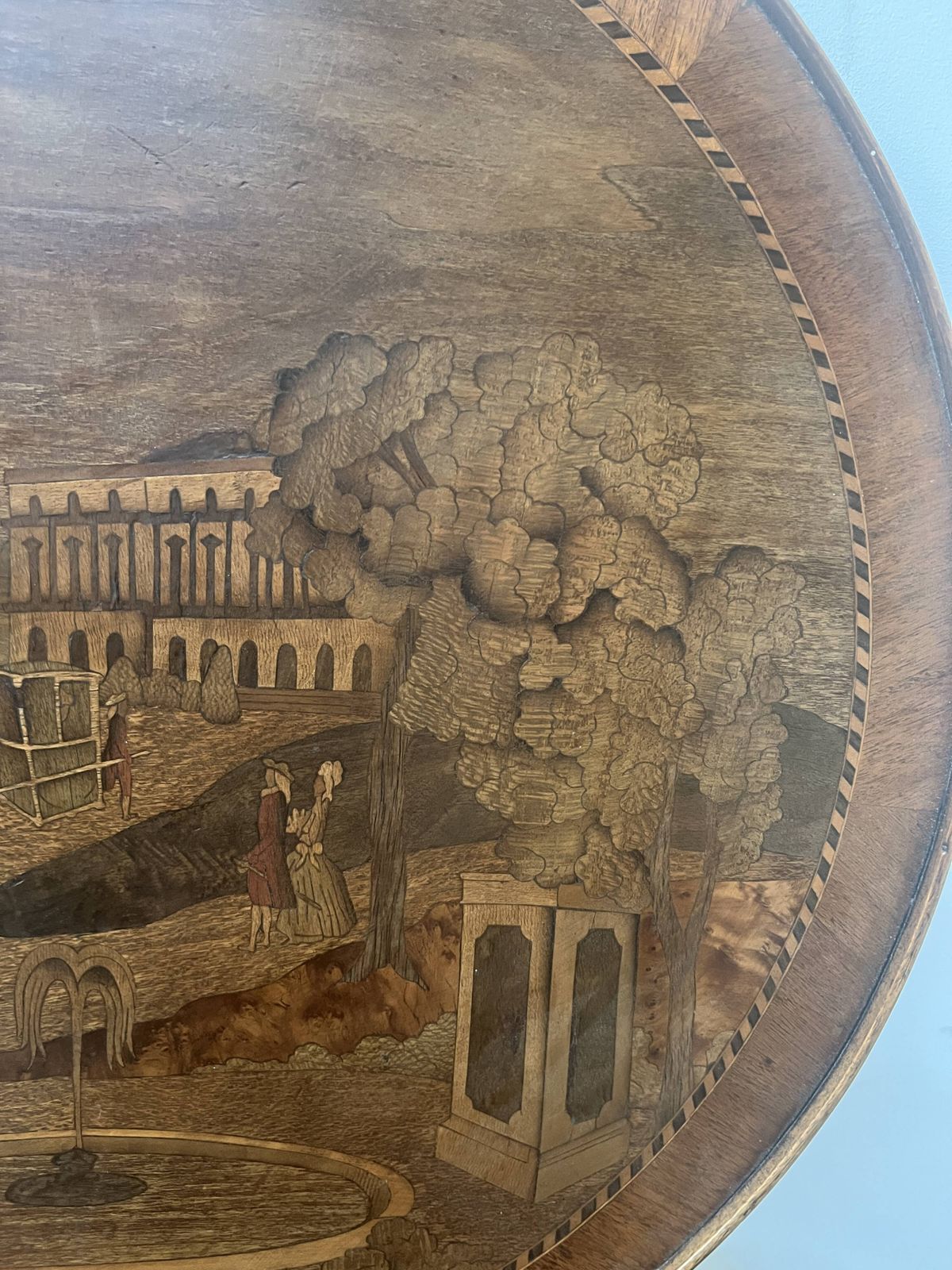 Louis XVI Style Marquetry Pedestal Table With Removable Top, 20th Century photo vinterior