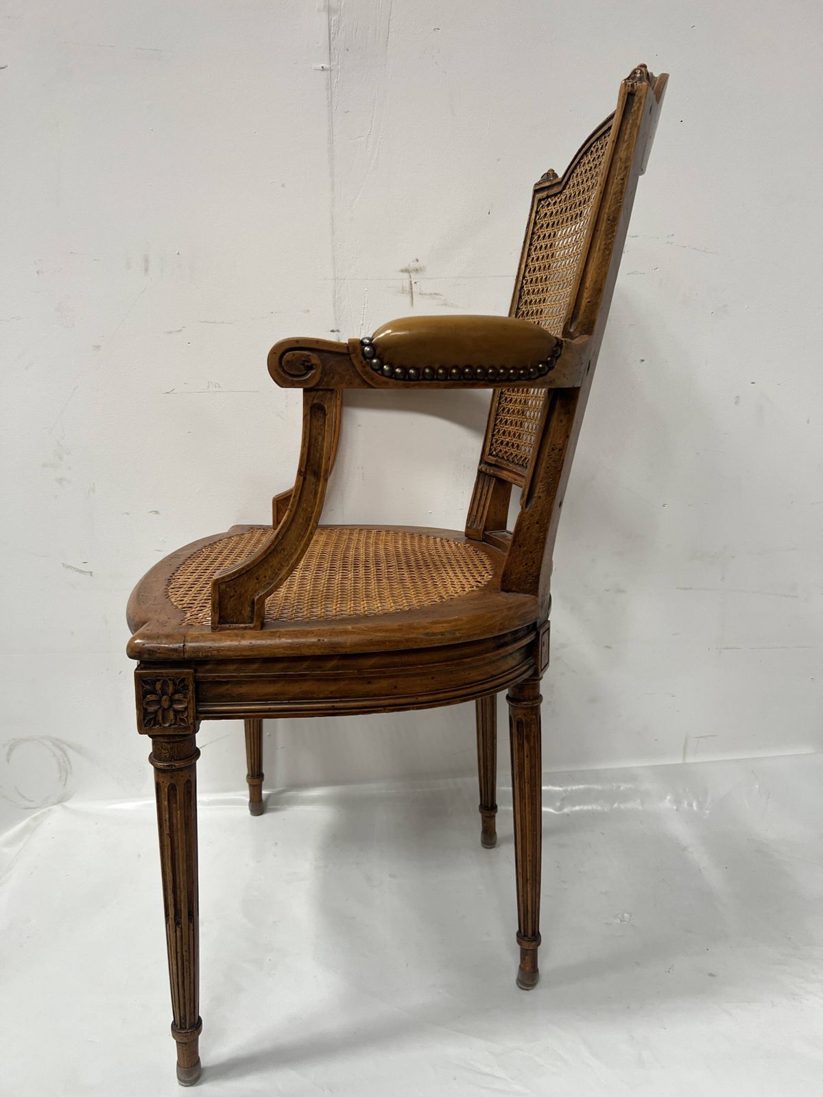 Louis XVI Style Office Chair In Stained Beech photo for sale