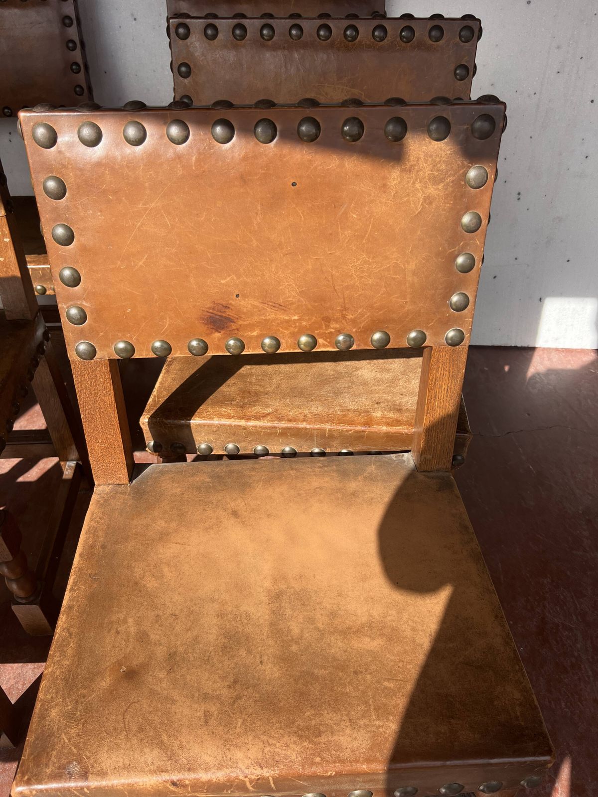 Set Of Six Renaissance Style Oak Chairs, 20th Century photo buy