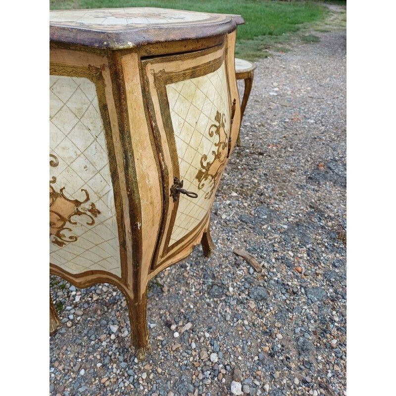 photo furniture Ventru Bedside Cabinet In Gilded Wood + Shelf