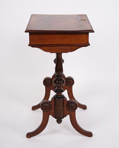 photo for sale Antique Side Table With Drawer   Hand Polished Mahogany   Turned Legs   Year 1880s