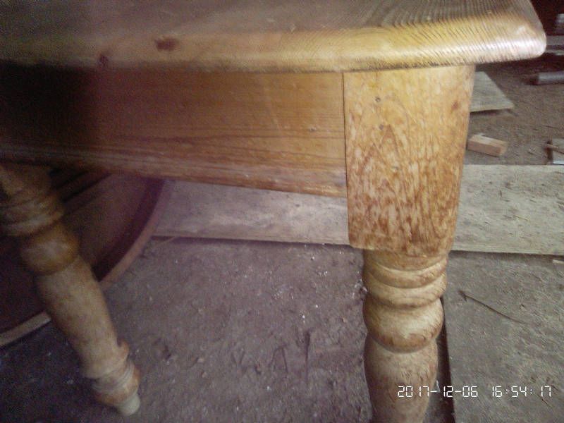 photo for sale Small Chunky Vintage Pine Farmhouse Kitchen Dining Table With Drawer